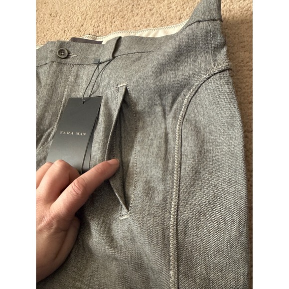 Zara Man Grey Jogger Trousers Size 32x30 NWT Cotton Blend Casual Preppy - Picture 5 of 9